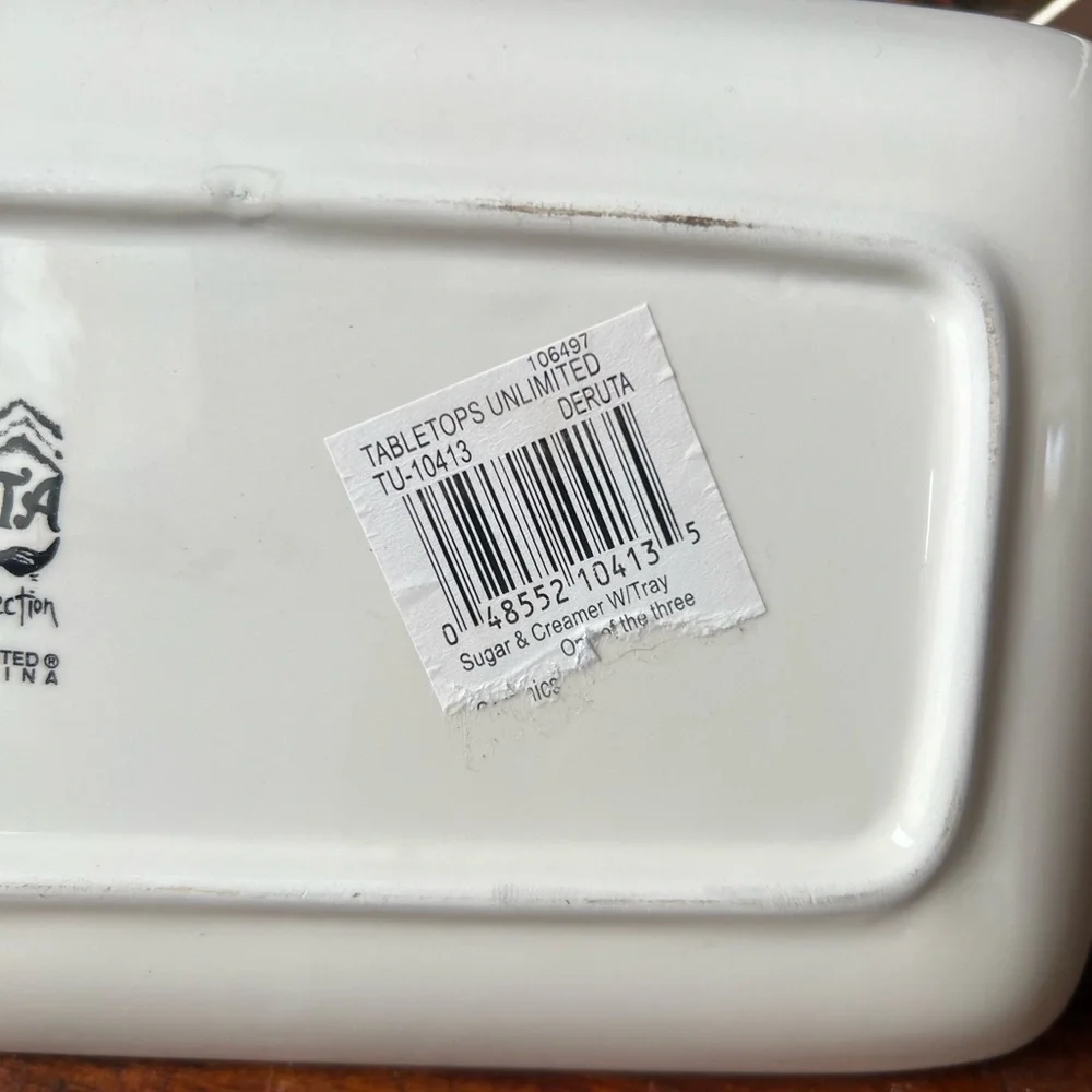 Deruta Tabletops Unlimited Cream Sugar Set Tray New